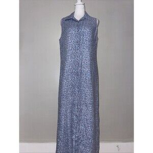 Jones New York Sport Floral Shirt Dress Sleeveless Blue